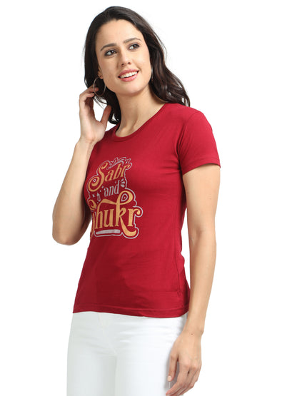 Women's Cotton Round Neck Typography Printed Half Sleeve T-Shirt