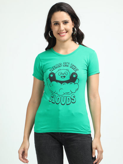 Women's Cotton Round Neck Typography Printed Half Sleeve T-Shirt