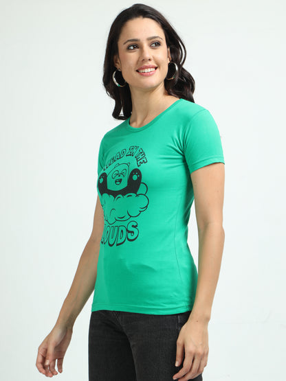 Women's Cotton Round Neck Typography Printed Half Sleeve T-Shirt