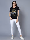 Women's Cotton V Neck Typography Printed Half Sleeve T-Shirt