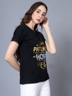 Women's Cotton V Neck Typography Printed Half Sleeve T-Shirt