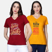 Women's Cotton V Neck Typography Printed Half Sleeve T-Shirt (Pack of 2)