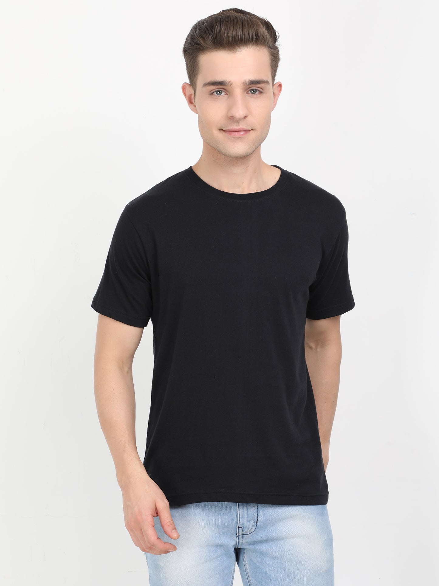 Men's Cotton Plain Round Neck Half Sleeve T-Shirt (Pack of 3)