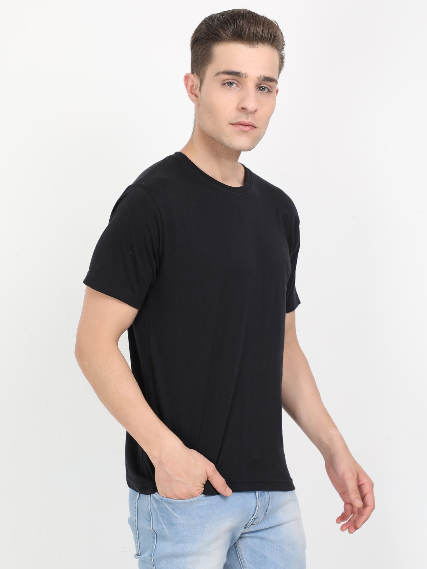 Men's Cotton Plain Round Neck Half Sleeve T-Shirt (Pack of 3)