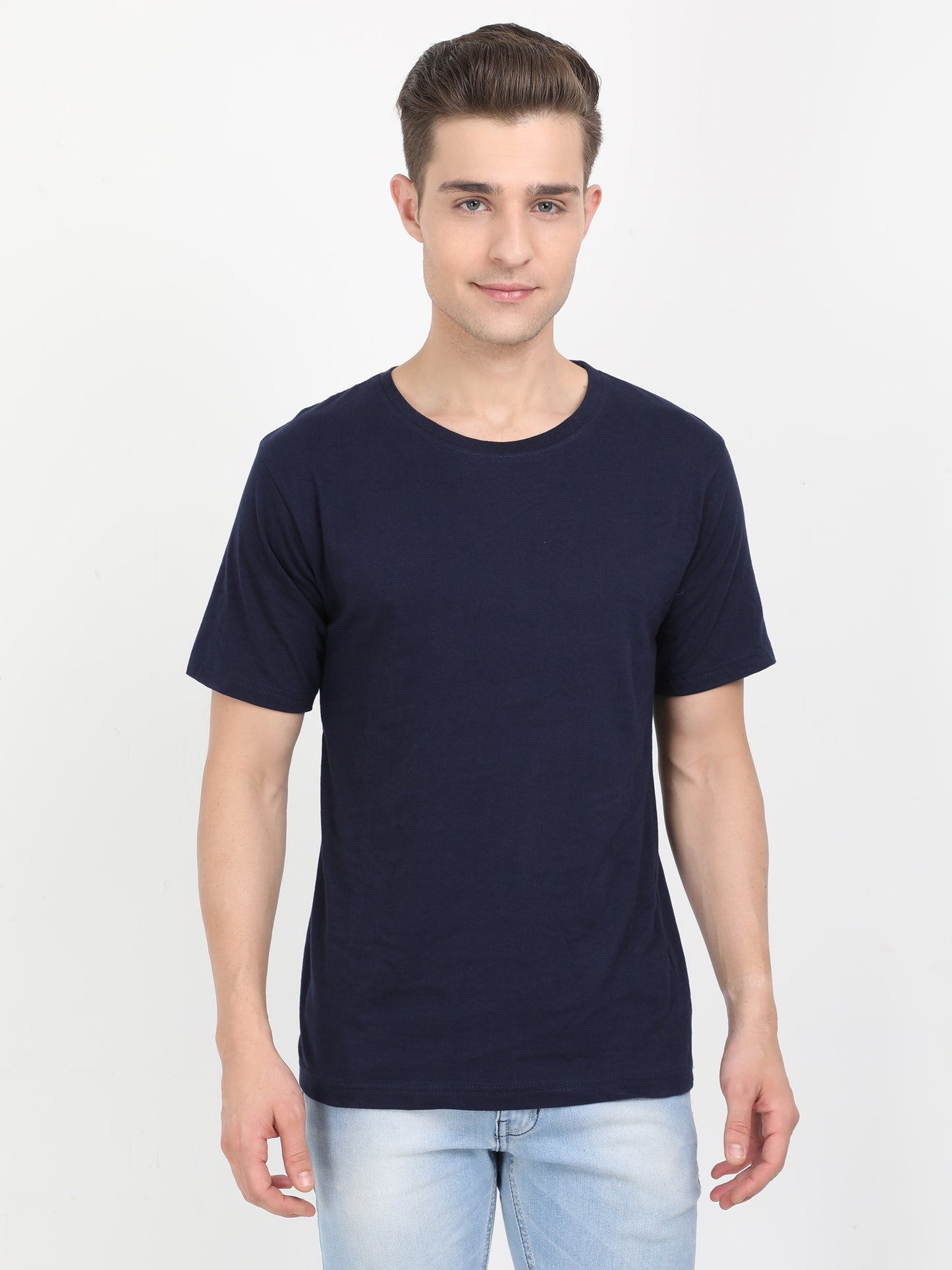 Men's Cotton Plain Round Neck Half Sleeve T-Shirt (Pack of 2)