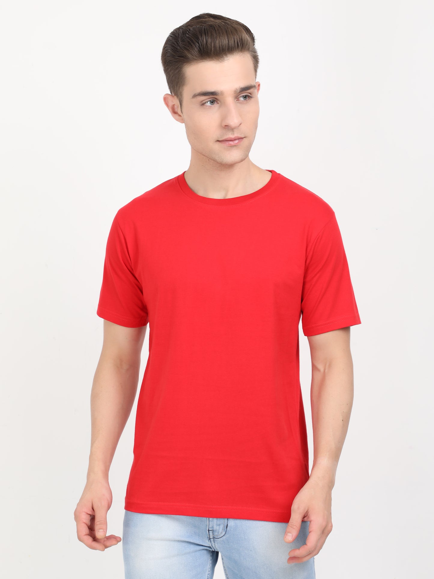 Men's Cotton Plain Round Neck Half Sleeve T-Shirt - (Pack of 2)