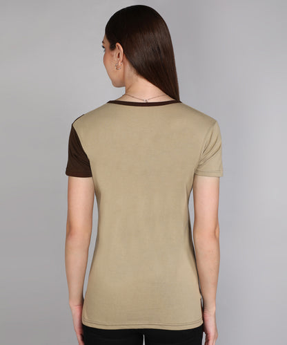 Women's Cotton Color Block Round Neck Half Sleeve T-Shirt