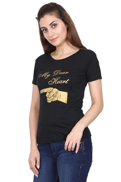 Women's Cotton Chest Printed Half Sleeve T-Shirt