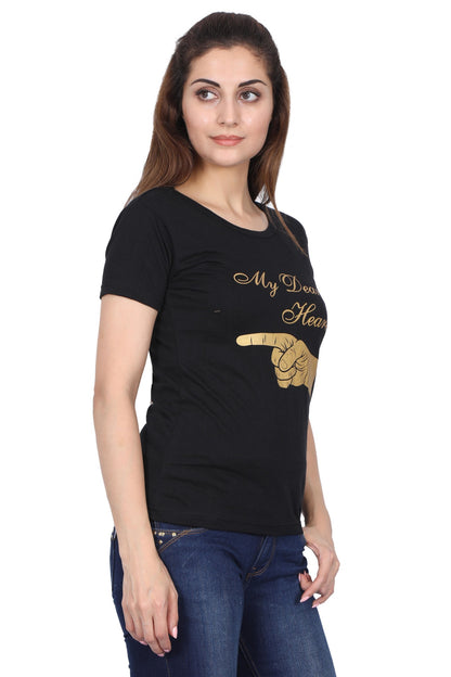 Women's Cotton Chest Printed Half Sleeve T-Shirt