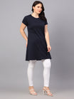 Women's Cotton Plain Round Neck Half Sleeve Long Top (Pack of 2)