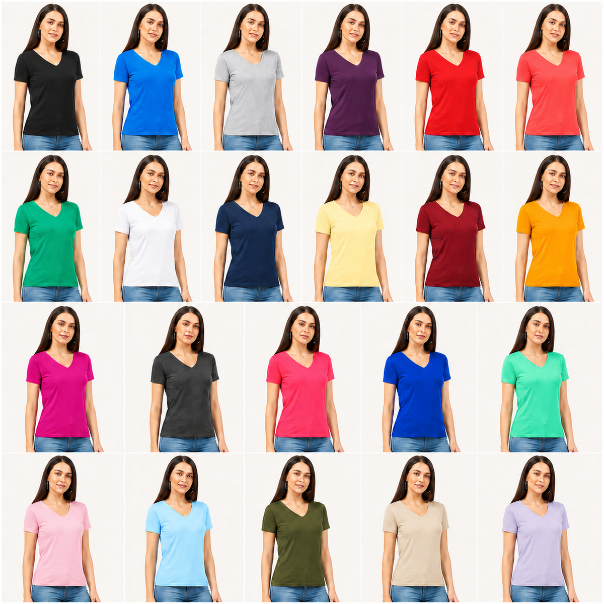 Fleximaa Women's V-Neck Half Sleeve T-Shirt - product gallery image 1