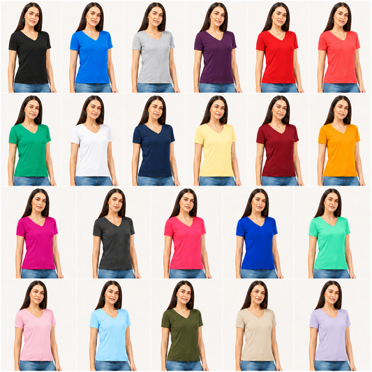 Fleximaa Women's V-Neck Half Sleeve T-Shirt - product gallery image 1