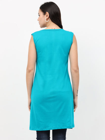 Women's Cotton Plain Sleeveless Long Top Multi Color - (Pack of 2)