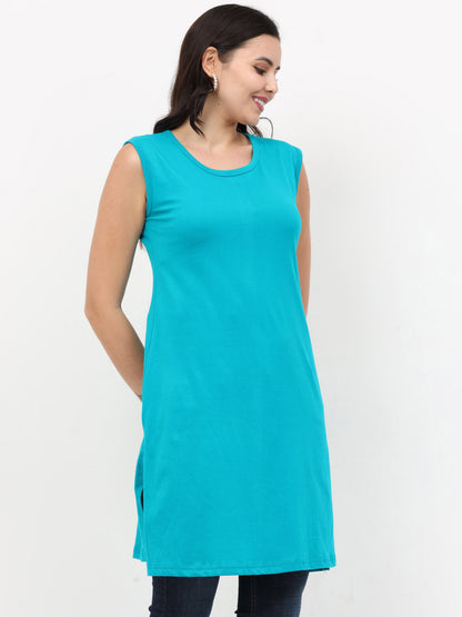 Women's Cotton Plain Sleeveless Long Top Multi Color - (Pack of 2)
