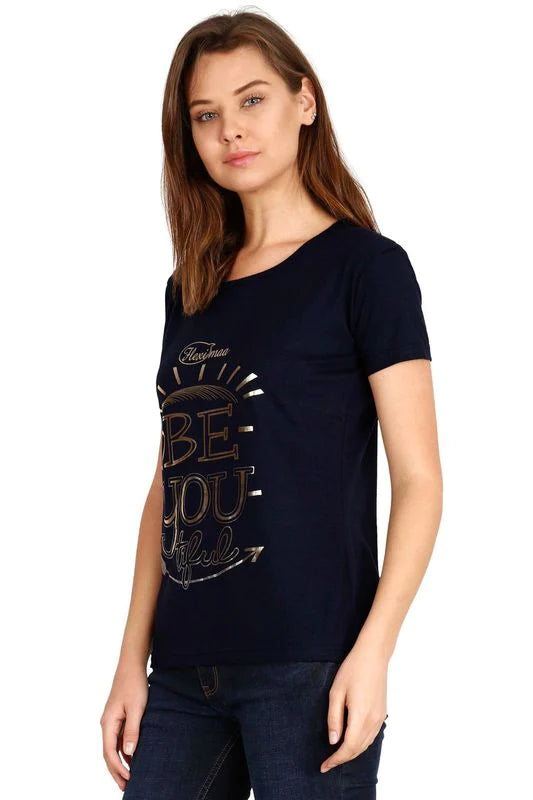 Women's Cotton Round Neck Printed Half Sleeve T-Shirt