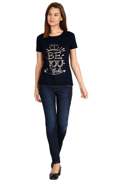 Women's Cotton Round Neck Printed Half Sleeve T-Shirt