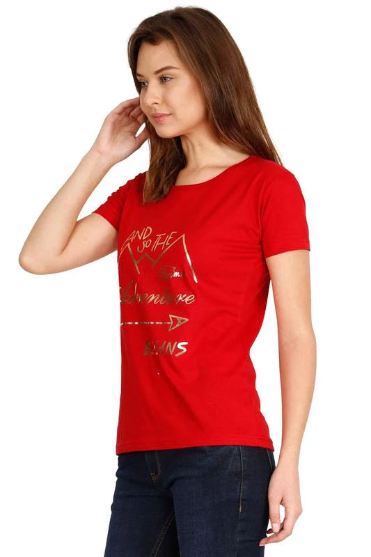 Women's Cotton Round Neck Printed Half Sleeve T-Shirt