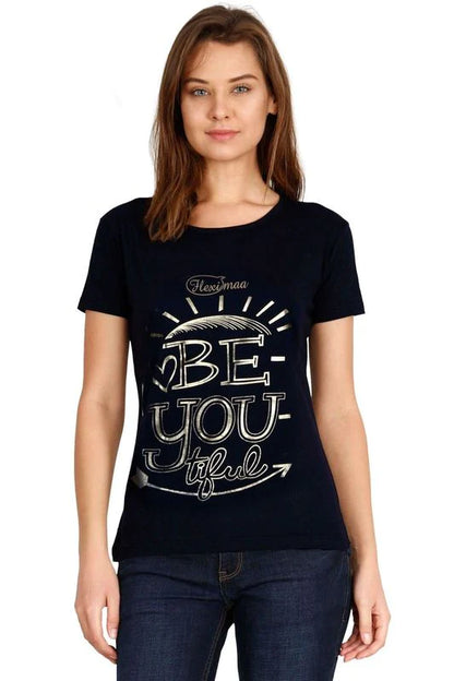 Women's Cotton Round Neck Printed Half Sleeve T-Shirt