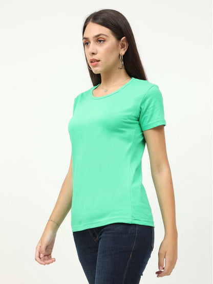 Fleximaa Women's Cotton Plain Round Neck Half Sleeve T-Shirt-2 - fleximaa-so