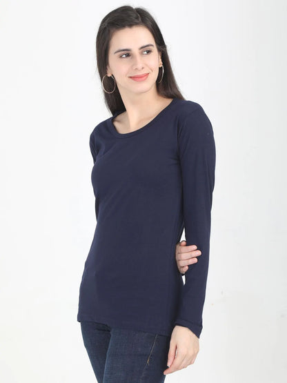 Fleximaa Women's Cotton Plain Round Neck Full Sleeve T-Shirt (Pack of 3) - Fleximaa
