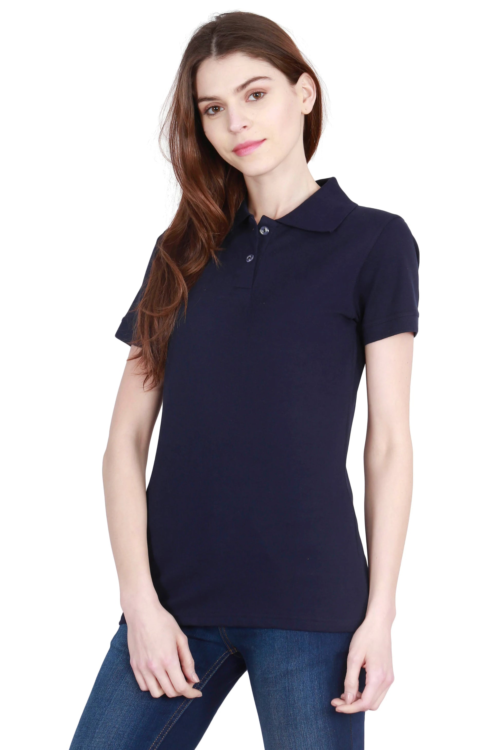 Women's Cotton Plain Polo Neck T-Shirt