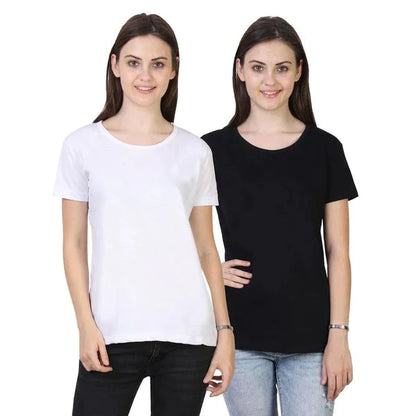 Women's Cotton Plain Round Neck Half Sleeve T-Shirt - (Pack of 2)
