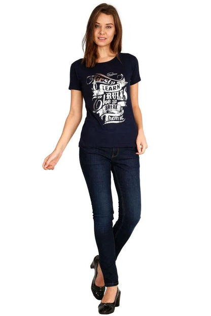 Women's Cotton Round Neck Printed Half Sleeve T-Shirt