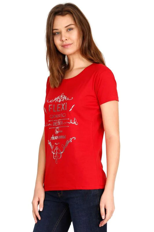 Women's Cotton Round Neck Printed Half Sleeve T-Shirt