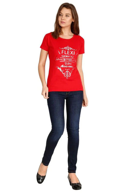 Women's Cotton Round Neck Printed Half Sleeve T-Shirt