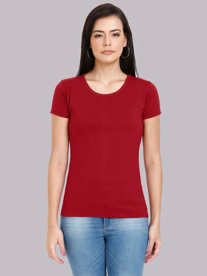 Women's Cotton Plain Round Neck Half Sleeve T-Shirt - (Pack of 2)