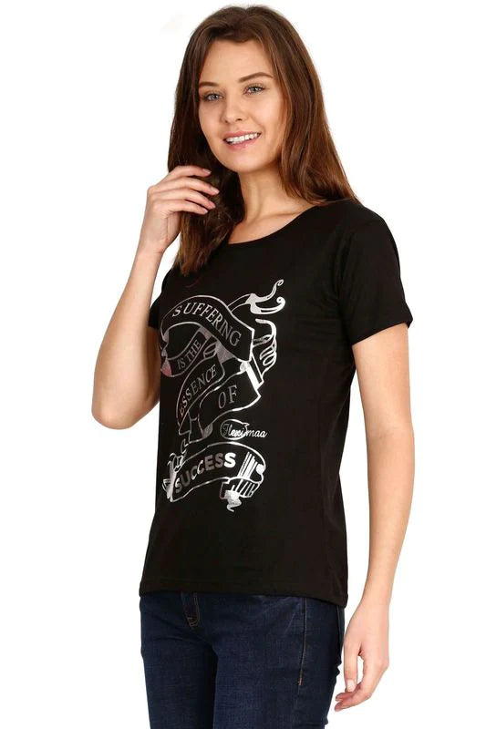 Women's Cotton Round Neck Printed Half Sleeve T-Shirt