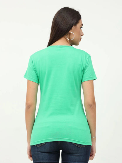 Fleximaa Women's Cotton Plain V Neck Half Sleeve T-Shirt-2 - fleximaa-so