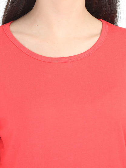 Fleximaa Women's Cotton Plain Round Neck Full Sleeve T-Shirt - fleximaa-so