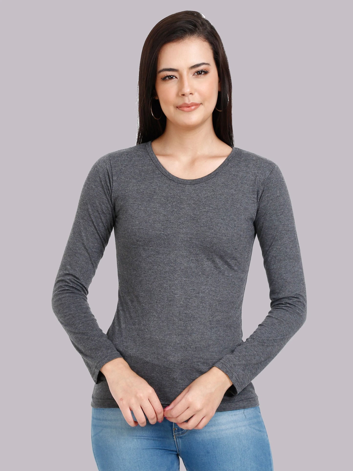 Fleximaa Women's Cotton Plain Round Neck Full Sleeve T-Shirt (Pack of 2) - Fleximaa