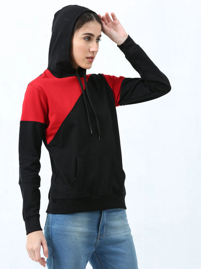 Fleximaa Womens Cotton Color Block Greyblack Sweatshirt Hoodies 3XL Size - fleximaa-so