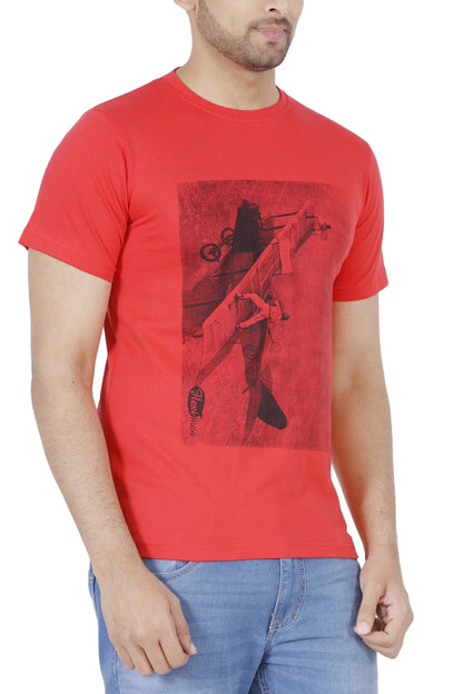 Fleximaa Men's Cotton Printed Round Neck Half Sleeve T-Shirt - fleximaa-so