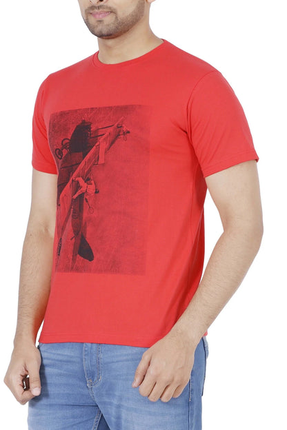Fleximaa Men's Cotton Printed Round Neck Half Sleeve T-Shirt - fleximaa-so