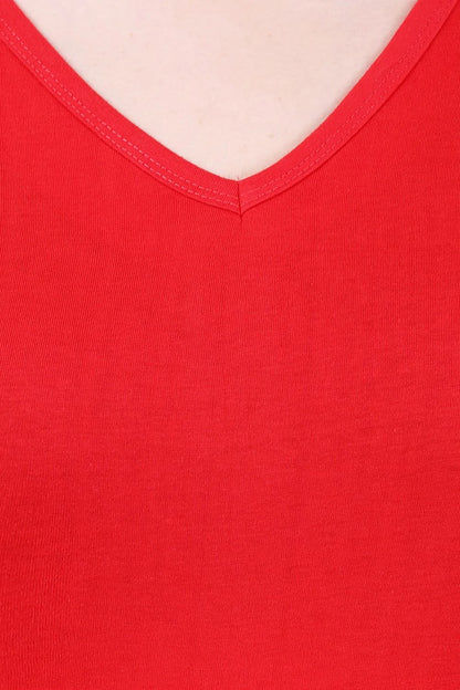 Fleximaa Women's Cotton Plain V Neck Half Sleeve T-Shirt-2 - fleximaa-so
