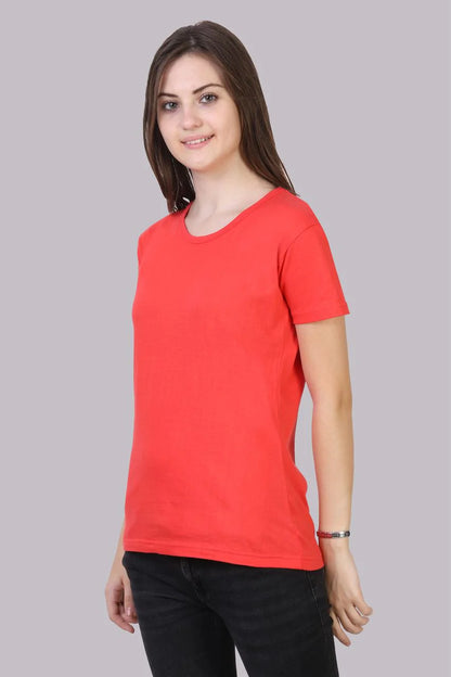Fleximaa Women's Cotton Plain Round Neck Half Sleeve T-Shirt - fleximaa-so