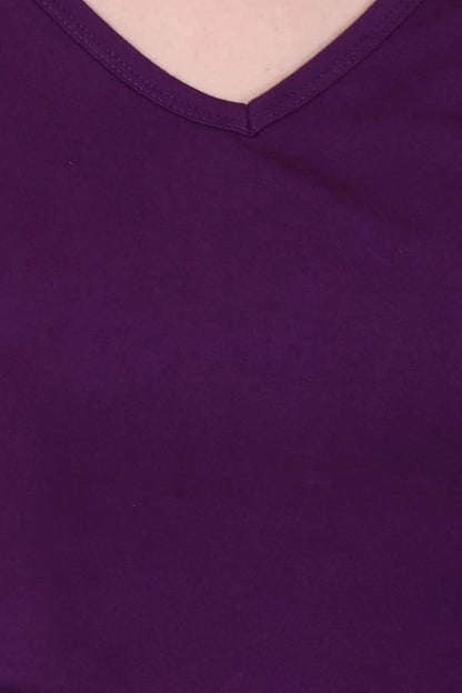 Fleximaa Women's Cotton Plain V Neck Half Sleeve T-Shirt-2 - fleximaa-so