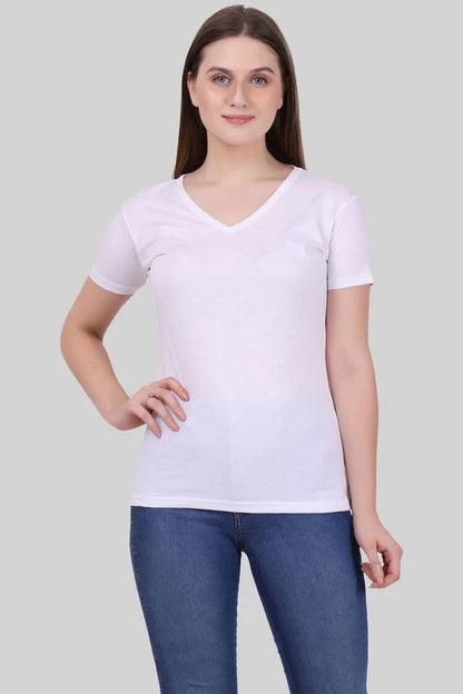 Women's Cotton Plain V Neck Half Sleeve T-Shirt - (Pack of 2)
