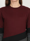 Women's Cotton Color Block Maroonblackcharcoal Color Full Sleeve Sweatshirt