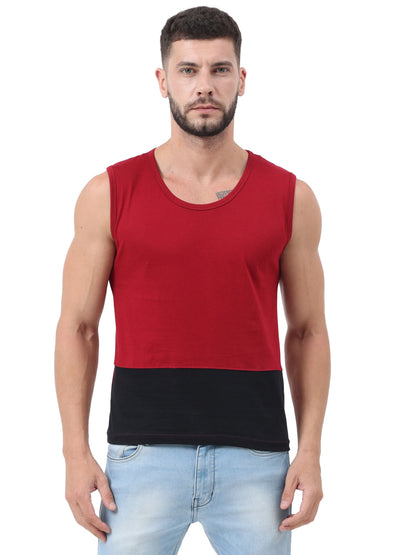 Fleximaa Men's Cotton Color Block Sleeveless T-Shirt - fleximaa-so