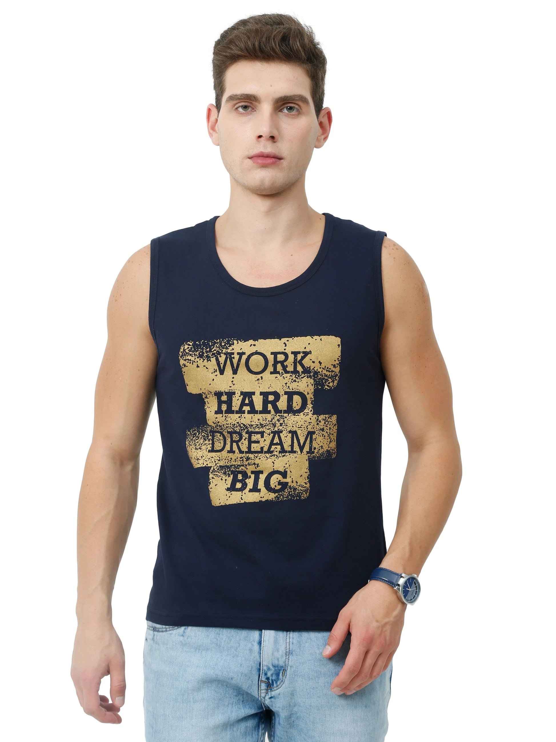 Men s Cotton Printed Sleeveless T Shirt