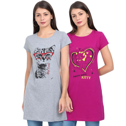 Fleximaa Women's Printed Long Top ( Pack of 2) - Fleximaa