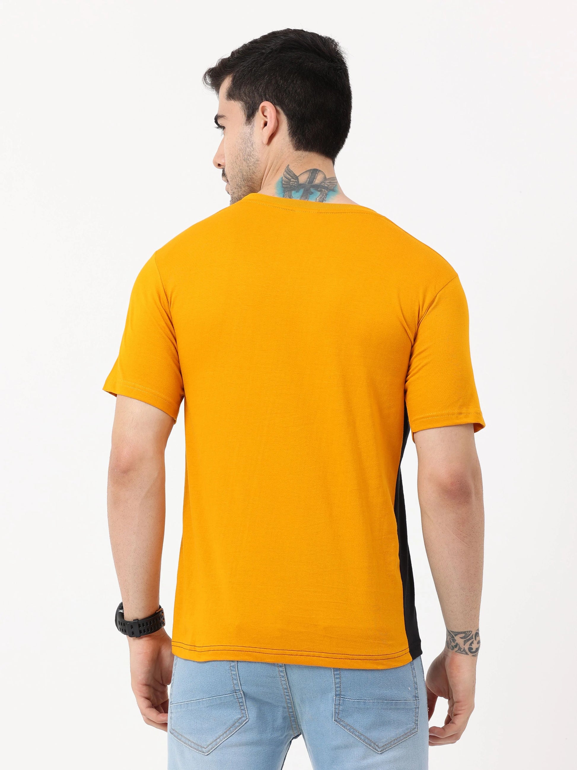 Fleximaa Men's Cotton Round Neck Color Block Half Sleeve T-Shirt - fleximaa-so