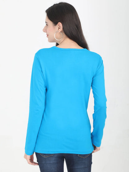 Fleximaa Women's Cotton Plain Round Neck Full Sleeve T-Shirt - fleximaa-so