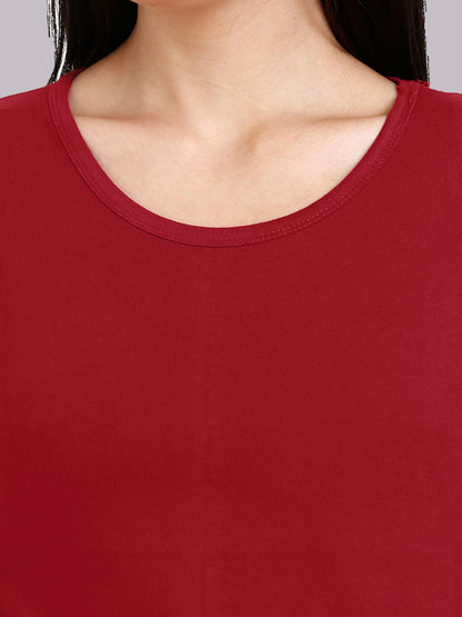 Fleximaa Women's Cotton Plain Round Neck Half Sleeve T-Shirt - fleximaa-so