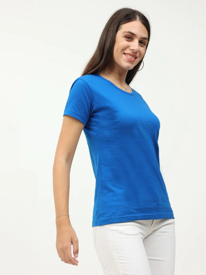 Fleximaa Women's Cotton Plain Round Neck Half Sleeve T-Shirt-2 - fleximaa-so