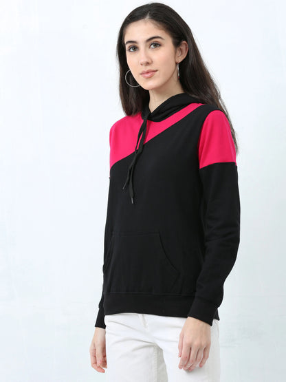 Fleximaa Womens Cotton Color Block Greyblack Sweatshirt Hoodies 3XL Size - fleximaa-so